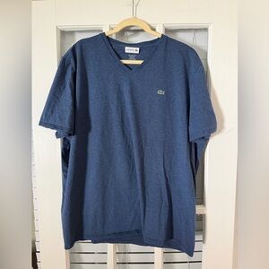 LACOSTE Men's 4XL Dark Heather Blue V-Neck Pima Cotton Regular Fit T-Shirt